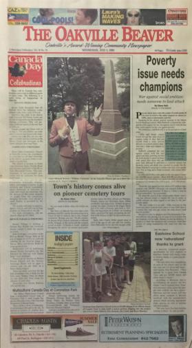 Front cover of the Oakville Beaver newspaper from July 1, 1998
