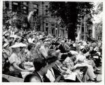 Montreal Quebec 1957. Rue Sherbrook East facing East towards Rue St-Hubert during St. Jean Baptiste Parade is the correct title/location