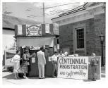 Centennial Registration Booth in front of Library