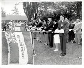 Canadian Legion Parade Legion Members with Dipped Flags