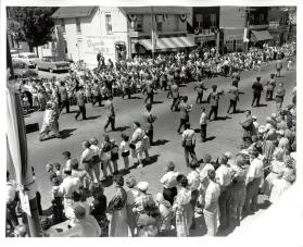 Dominion Day Parade, Band passing in front of Dunn's Drug Store