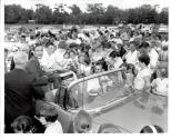 Turning of Sod for the Lion's Club Swimming Pool, Marilyn Bell giving autographs