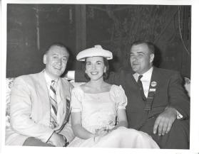 Mayor Robert Pratt of Dorval Quebec, Miss Oakville Centennial and A. R. Noel Police Chief