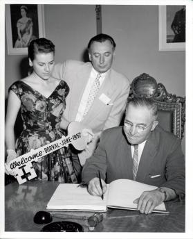 Presentation: Signing of a Document and presenting the Key for Dorval to the Mayor of Oakville