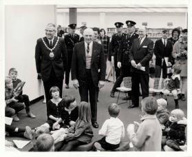 Earl Rowe touring the Library at Centennial Center (Central Library)