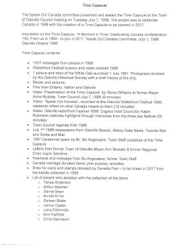Time Capsule information sheet