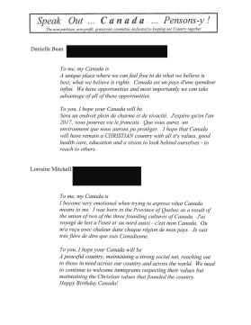 Speak Out...Canada...Pensons-y! Member responses