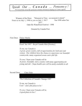 Winners of the Speak Out...Canada...Pensons-y! contest and responses