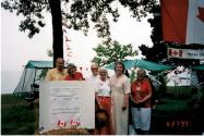 Speak Out!... Canada... Pensons-y! Members at Coronation Park during the Oakville Waterfront Festival in 1998 with Mayor Anne Mulvale